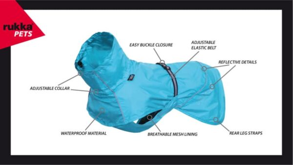 Rukkapets Hase Raincoat Turquoise - Afbeelding 6